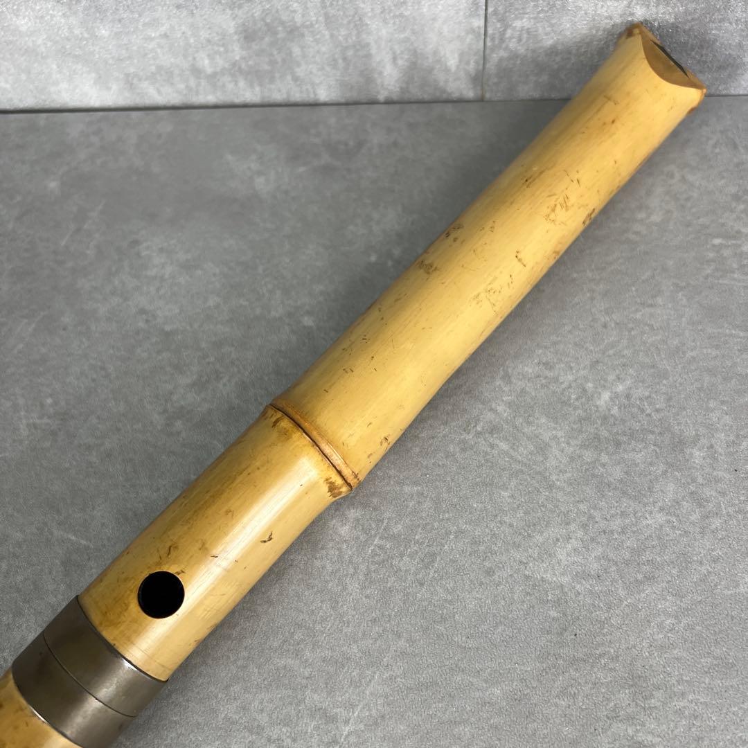 人気　尺八　琴古流　バチ型　銘あり　竹治　1印　1尺6寸　5孔　和楽器