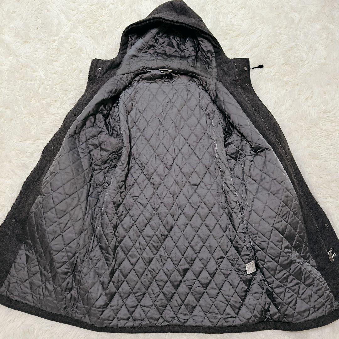XL/PAUL SMITH ウールカシミヤメルトンロングコート 裏地キルティング
