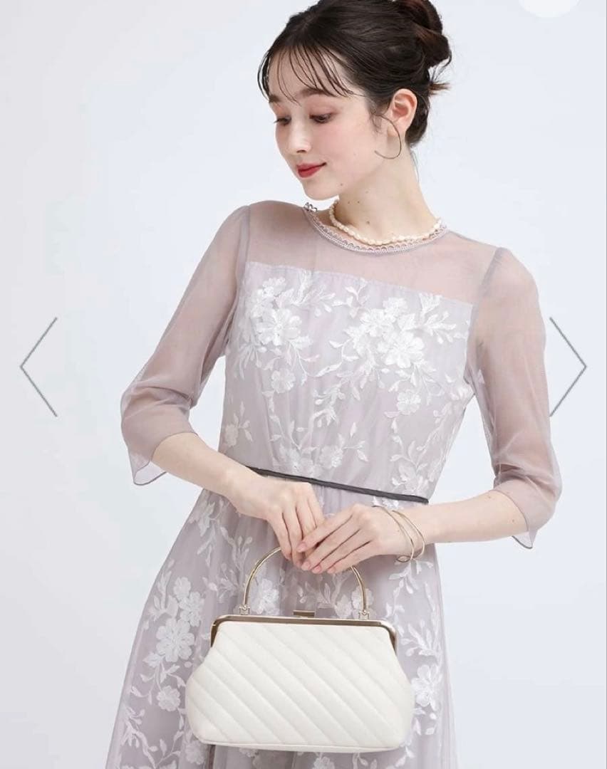 ＊Rire Féte ＊　ボタニカル刺繍　ドレス　9号　ベージュ