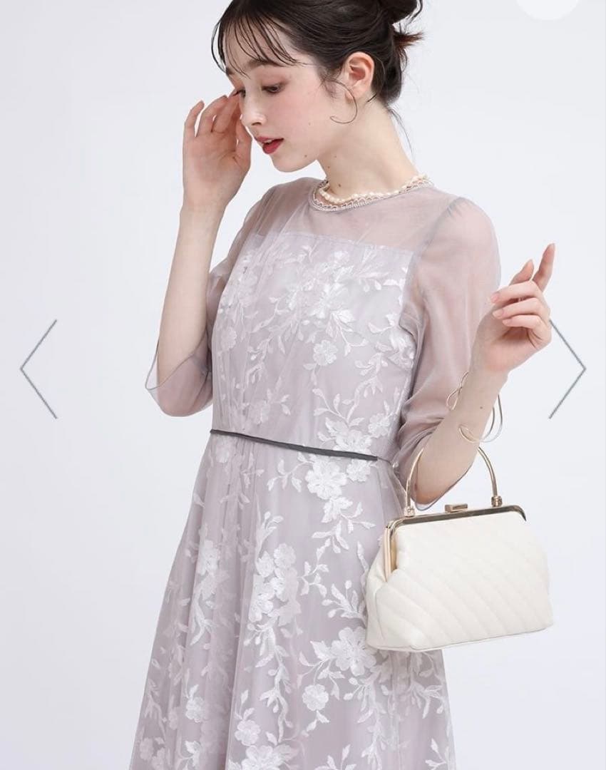 ＊Rire Féte ＊　ボタニカル刺繍　ドレス　9号　ベージュ