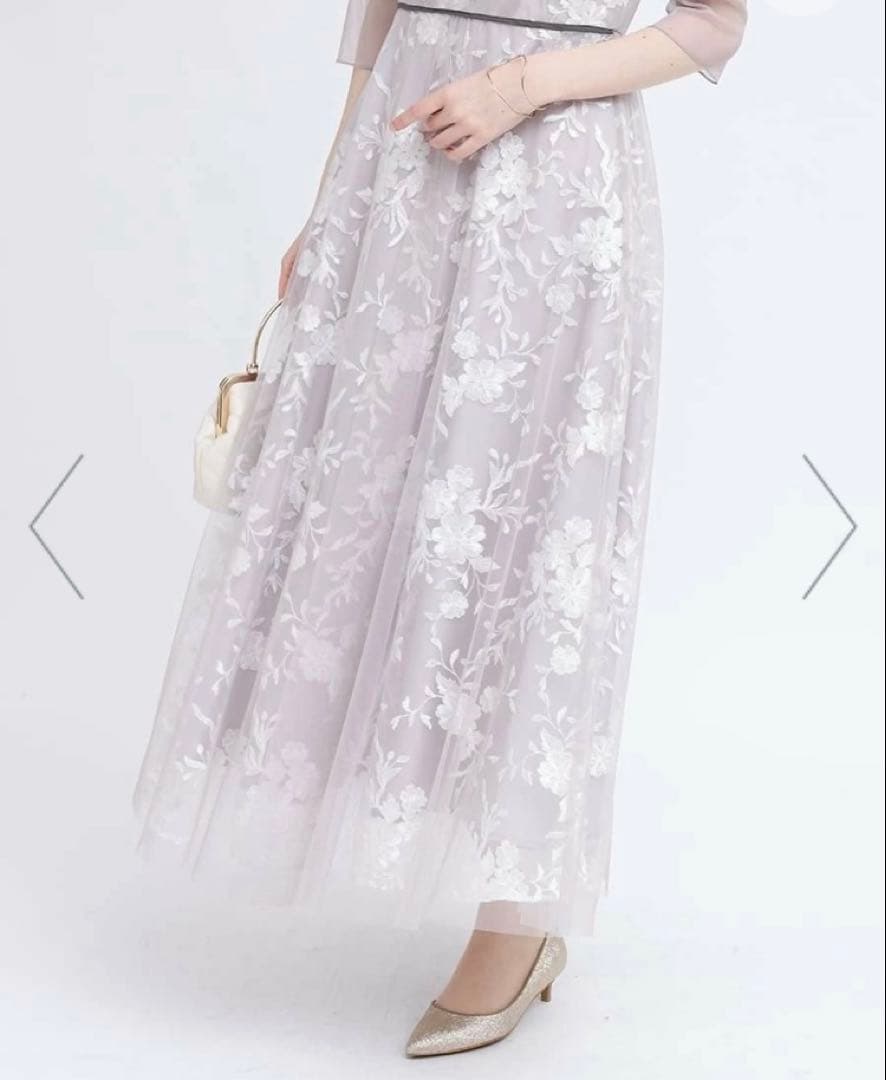 ＊Rire Féte ＊　ボタニカル刺繍　ドレス　9号　ベージュ