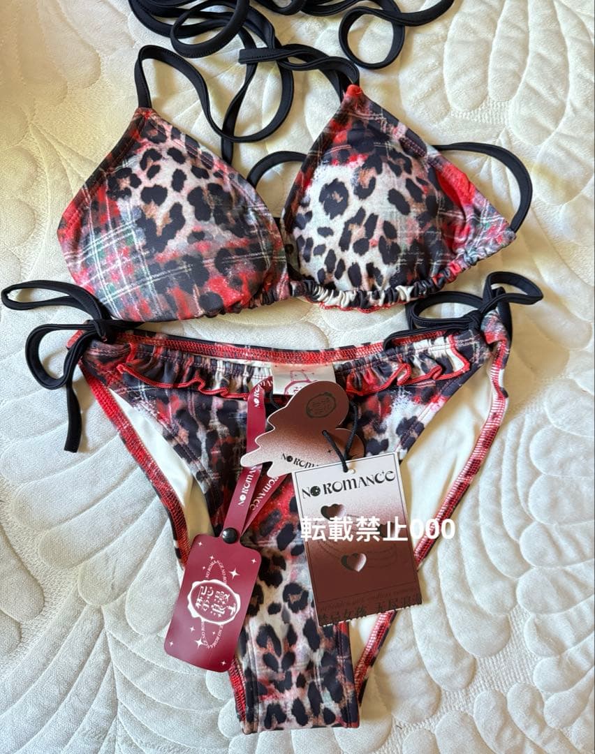 即購可NO ROMANCE チェック柄レオパード柄パンクビキニセットy2k00s