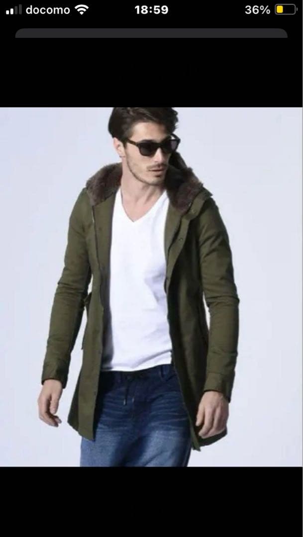 wjk stretch satin M64 ボア モッズコート　L