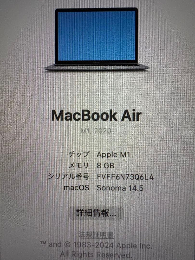 MacBook本体 Apple MacBook Air 2020 M1 8GB