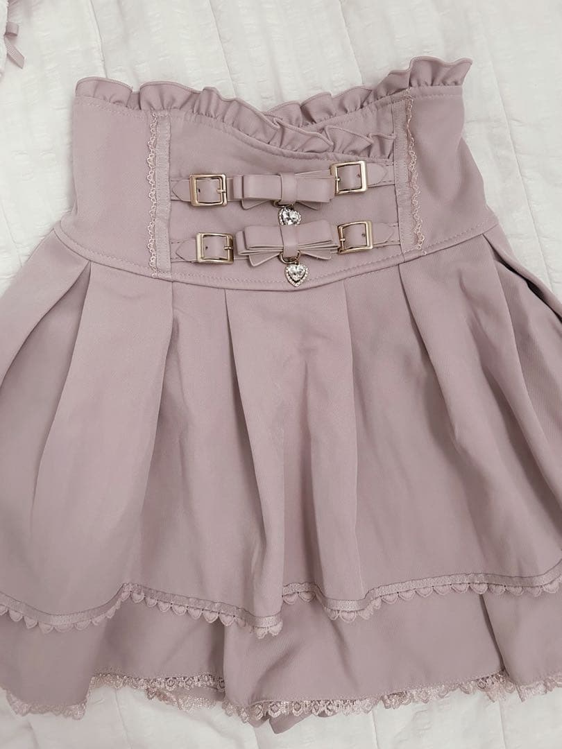 LIZULISA 2連リボンベルトスカパン ピンク