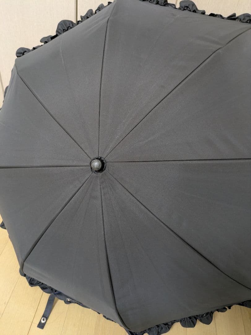 芦屋ロサブラン　シングルフリル 日傘　ブラック