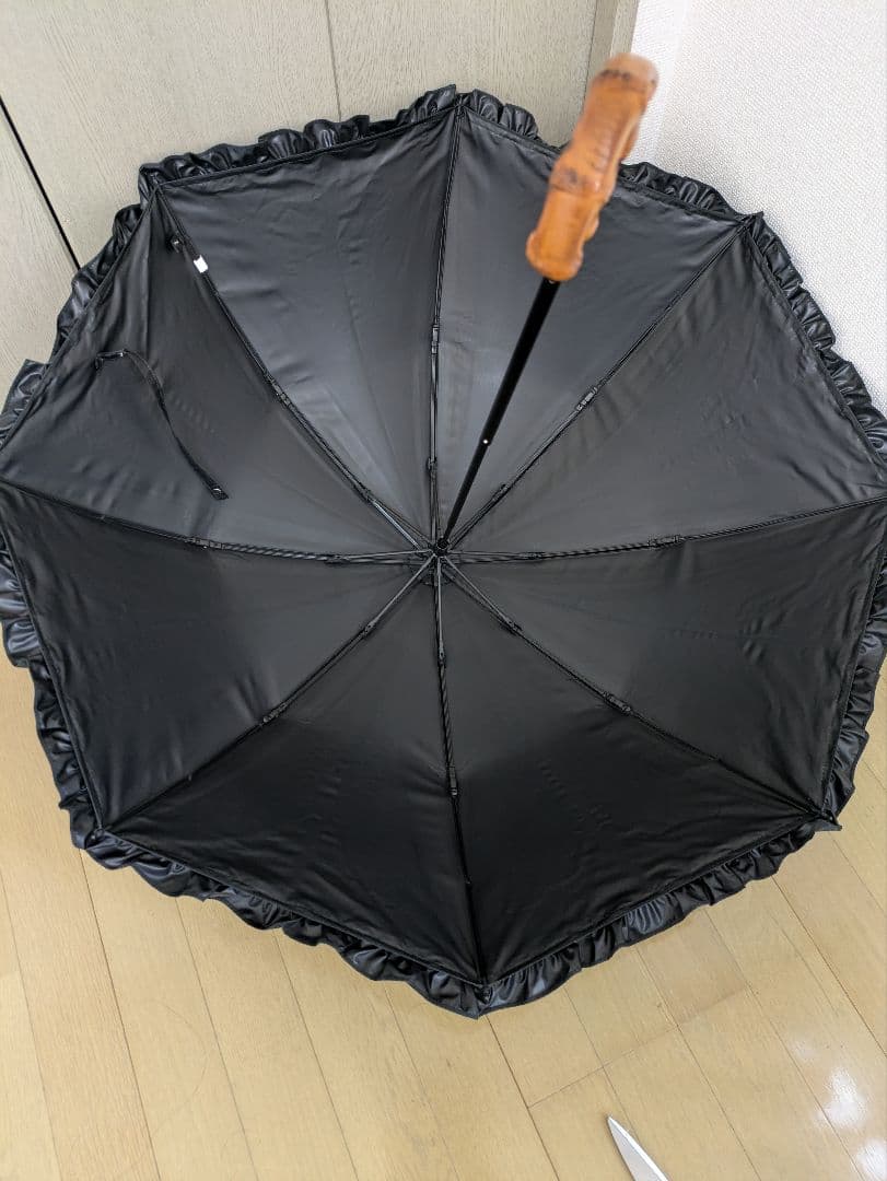 芦屋ロサブラン　シングルフリル 日傘　ブラック