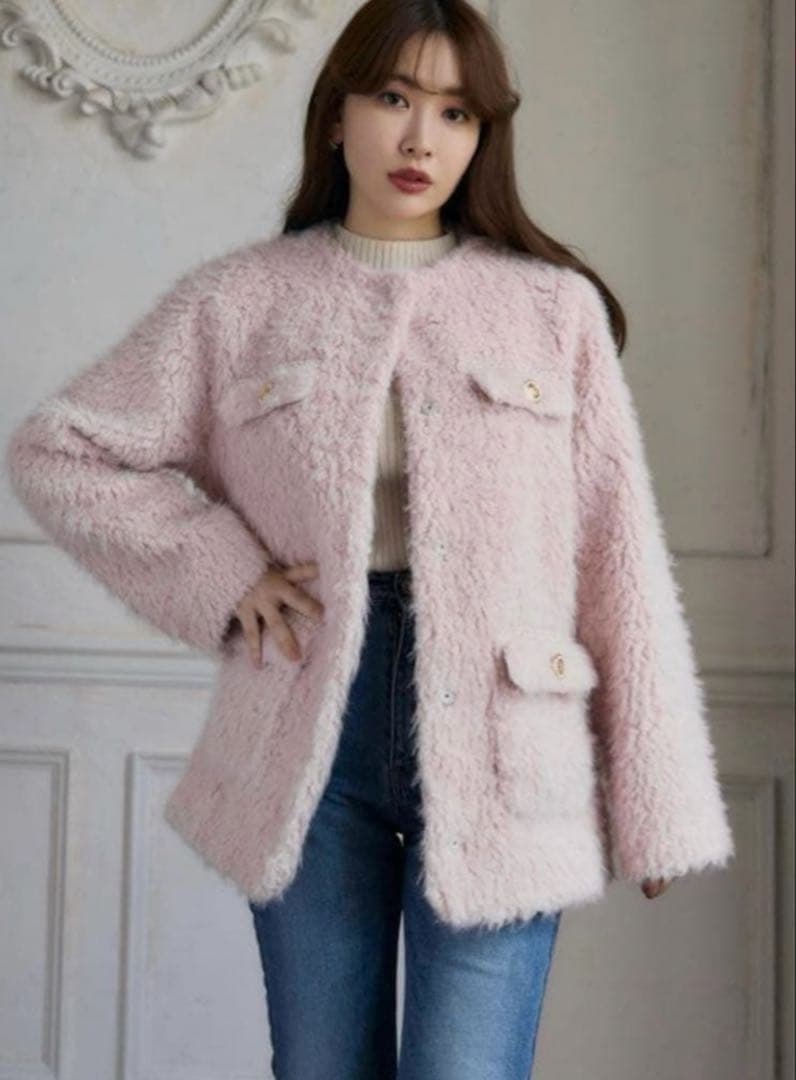 Her lip to /  Faux Fur Coat ピンク