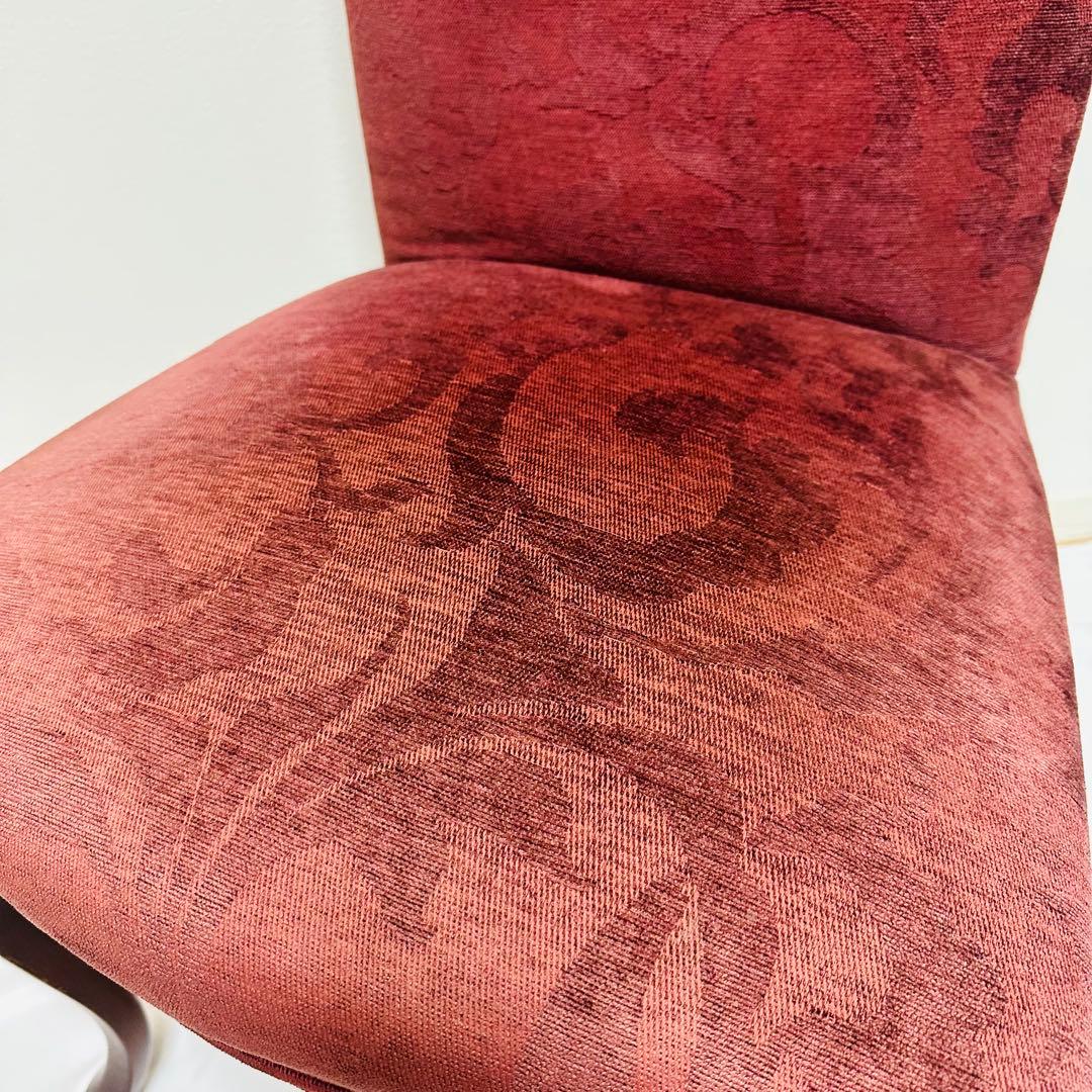 ダイニングチェア 高級感 アンティーク調 赤 ファブリック 猫脚デザイン