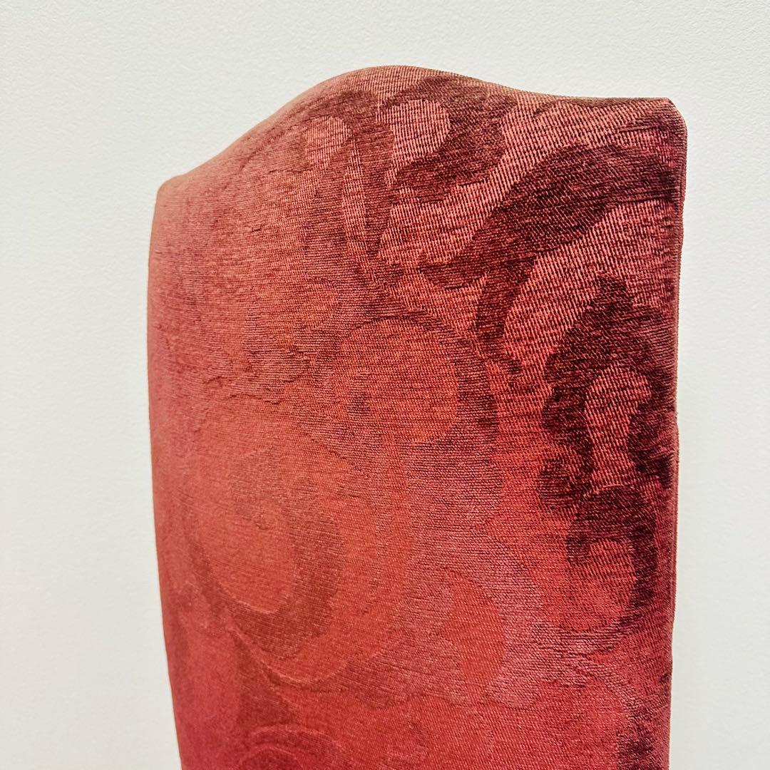 ダイニングチェア 高級感 アンティーク調 赤 ファブリック 猫脚デザイン