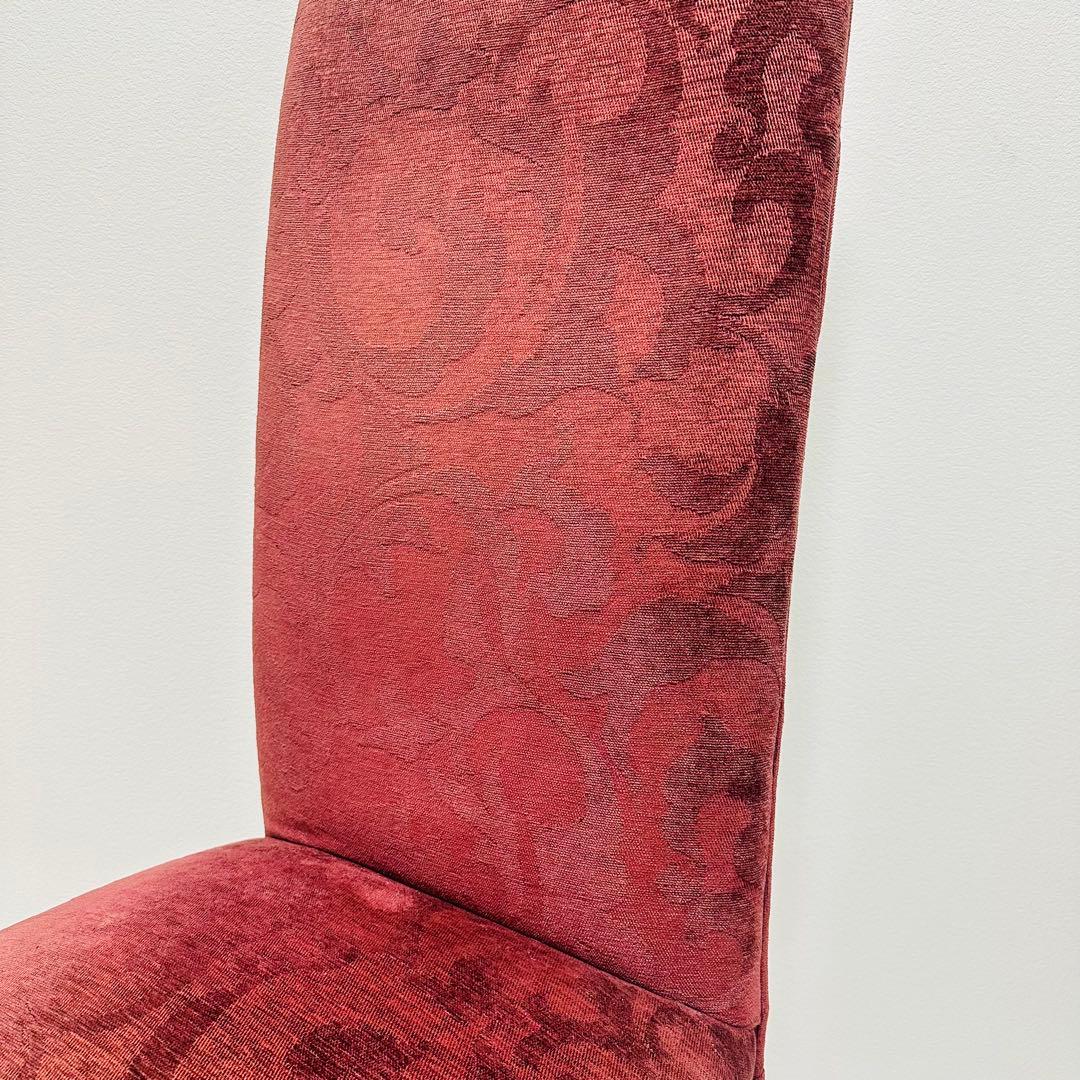 ダイニングチェア 高級感 アンティーク調 赤 ファブリック 猫脚デザイン