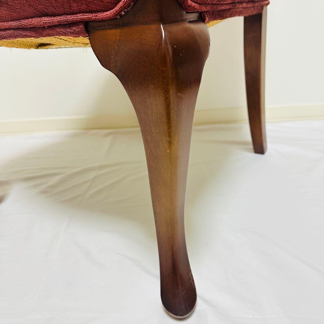 ダイニングチェア 高級感 アンティーク調 赤 ファブリック 猫脚デザイン