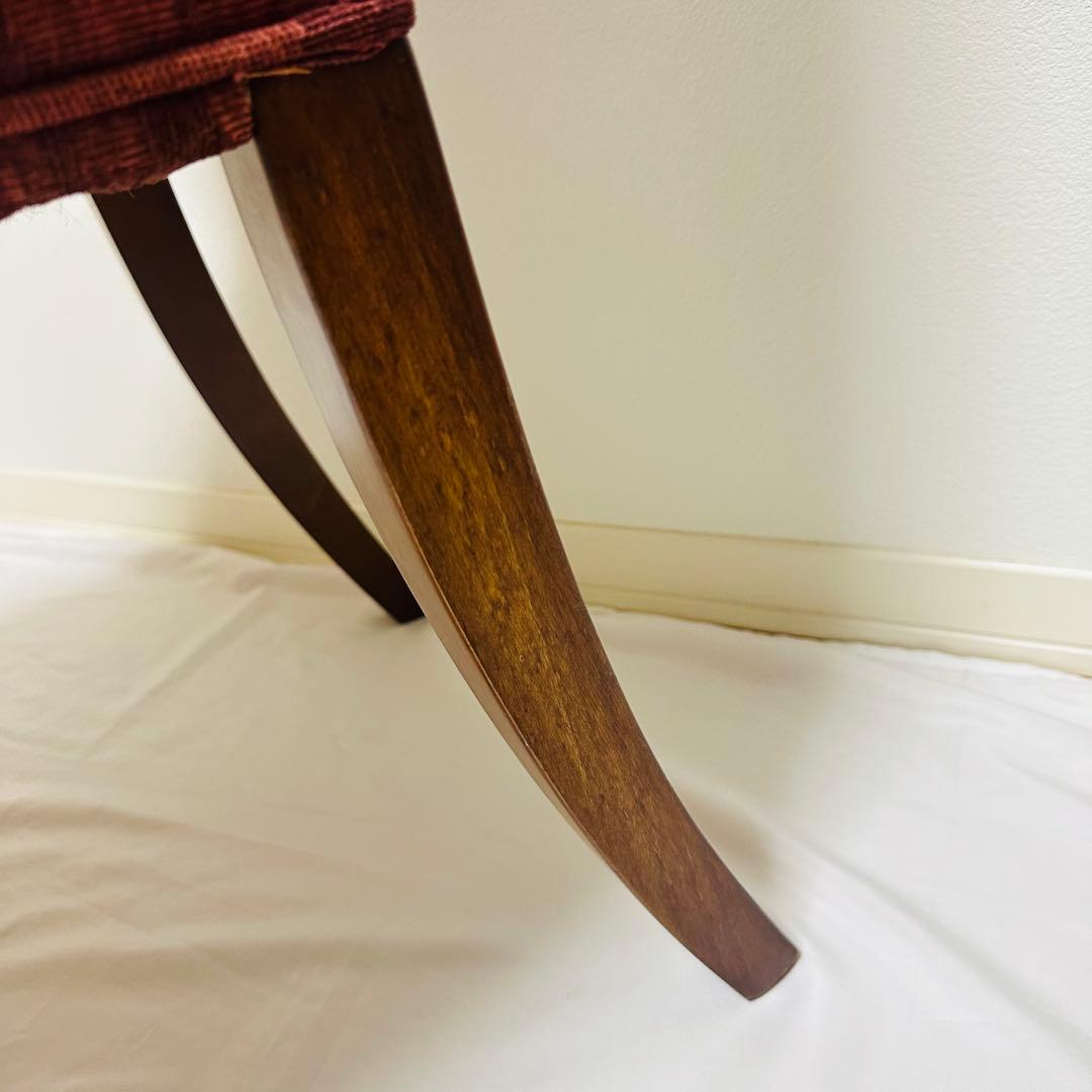 ダイニングチェア 高級感 アンティーク調 赤 ファブリック 猫脚デザイン