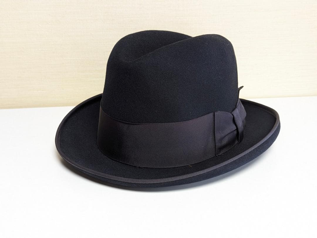 Cavanagh 50sヴィンテージ USA製ホンブルグハット 紺 57cm