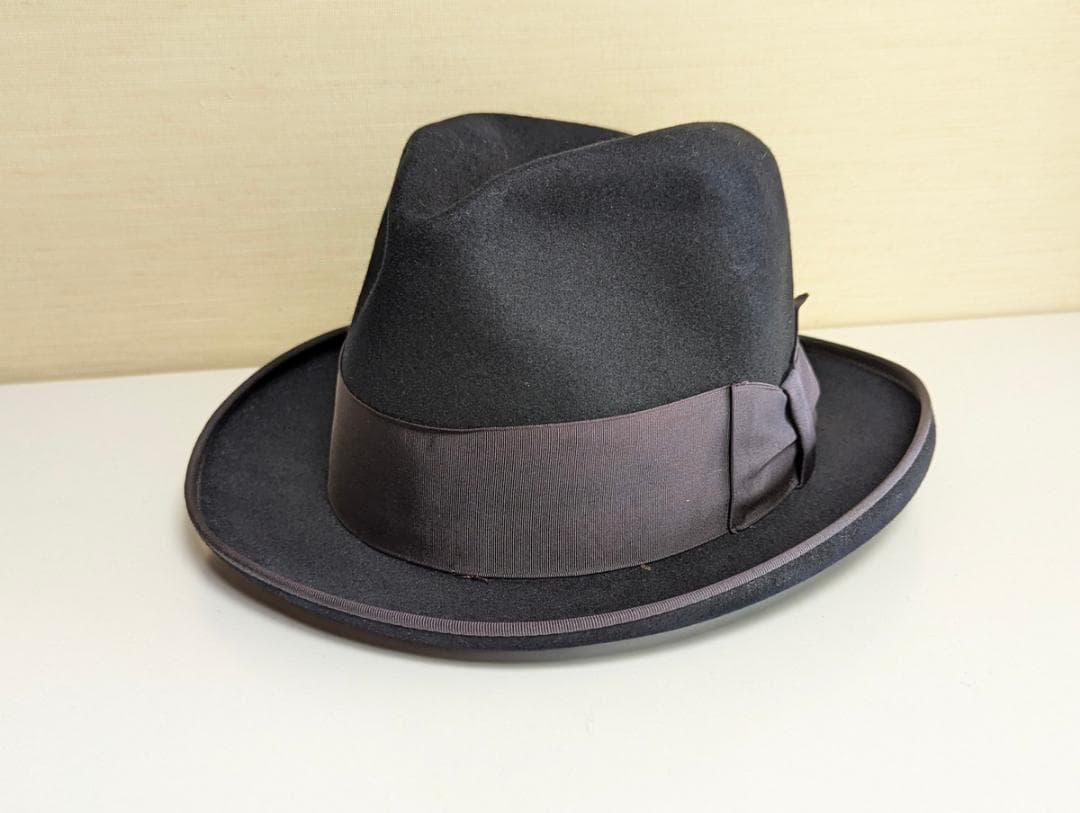 Cavanagh 50sヴィンテージ USA製ホンブルグハット 紺 57cm
