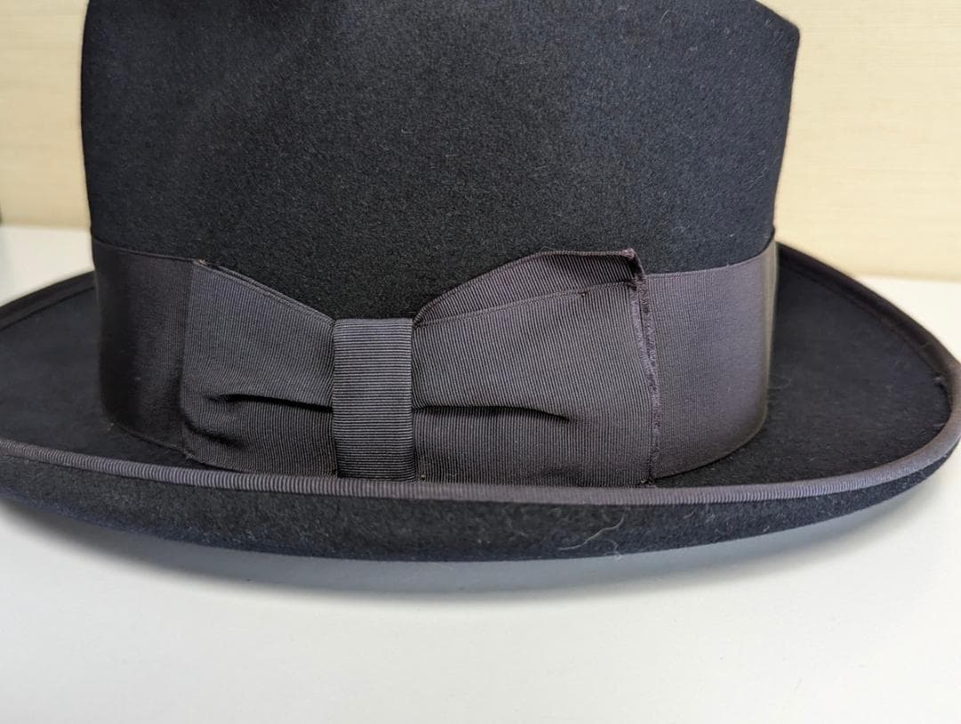 Cavanagh 50sヴィンテージ USA製ホンブルグハット 紺 57cm