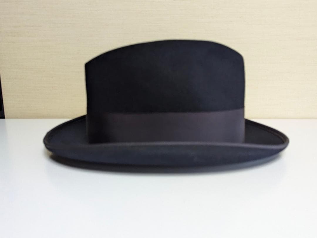 Cavanagh 50sヴィンテージ USA製ホンブルグハット 紺 57cm