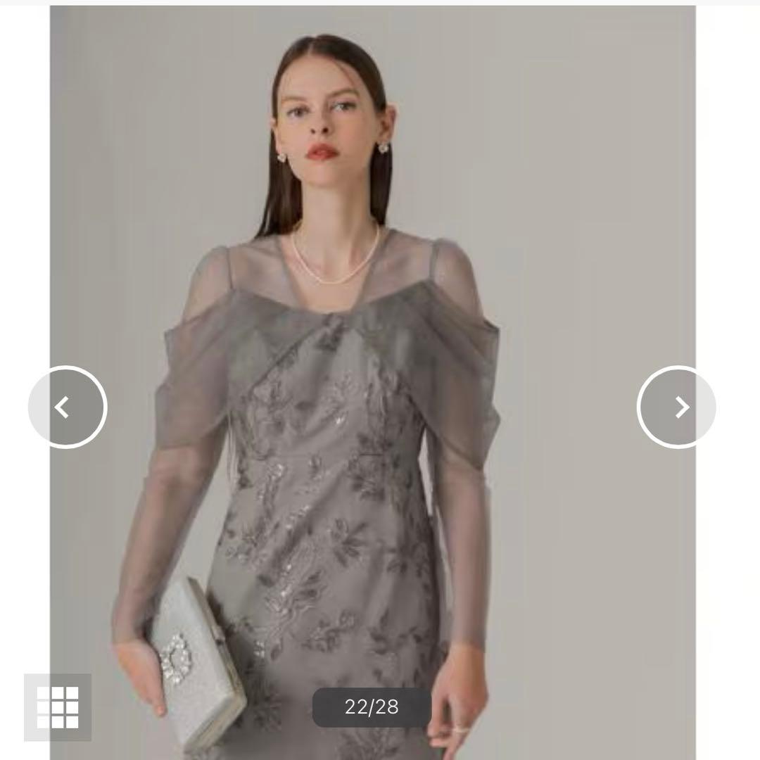 チュールロングスリーブリーフIラインワンピースドレス結婚式パーティー成人式二次会