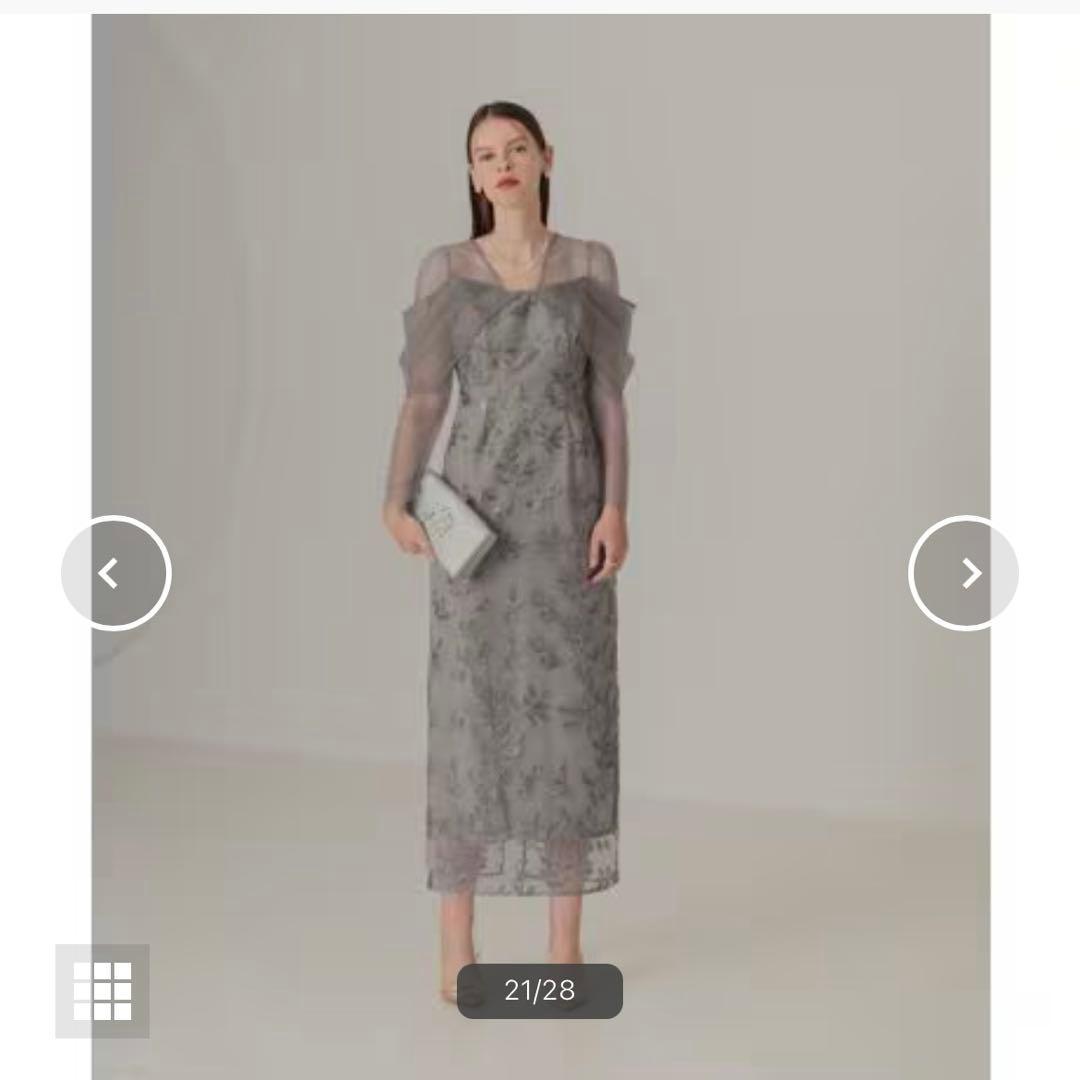 チュールロングスリーブリーフIラインワンピースドレス結婚式パーティー成人式二次会