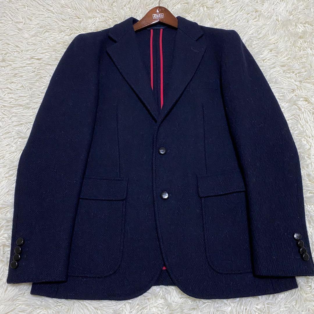 【極美品✨】ニューヨーカー ハリスツイード テーラードジャケット 紺 48