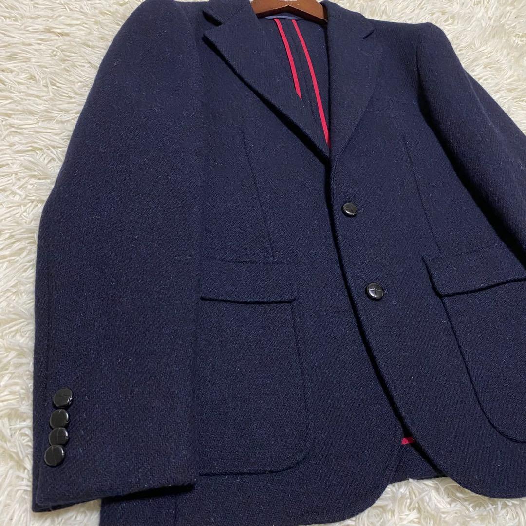 【極美品✨】ニューヨーカー ハリスツイード テーラードジャケット 紺 48