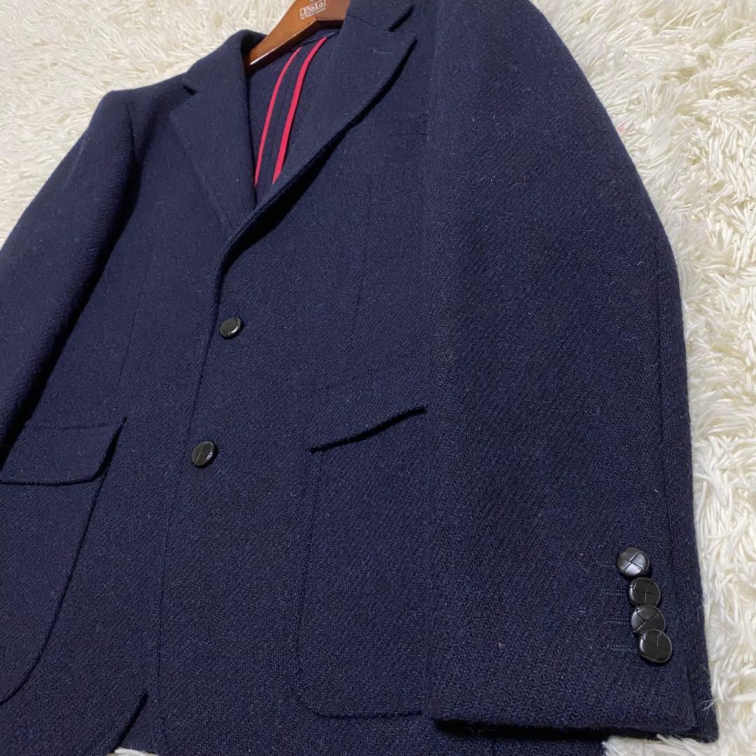 【極美品✨】ニューヨーカー ハリスツイード テーラードジャケット 紺 48