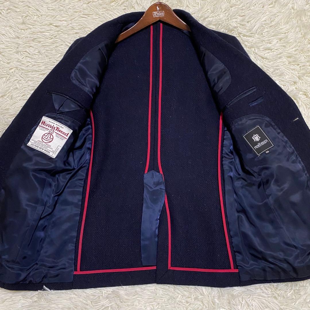 【極美品✨】ニューヨーカー ハリスツイード テーラードジャケット 紺 48