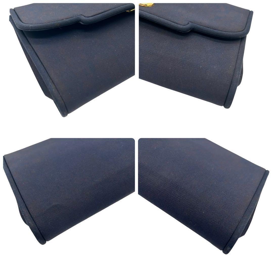 良品 778 グッチ クラッチバッグ インターロック ナイロン ネイビー