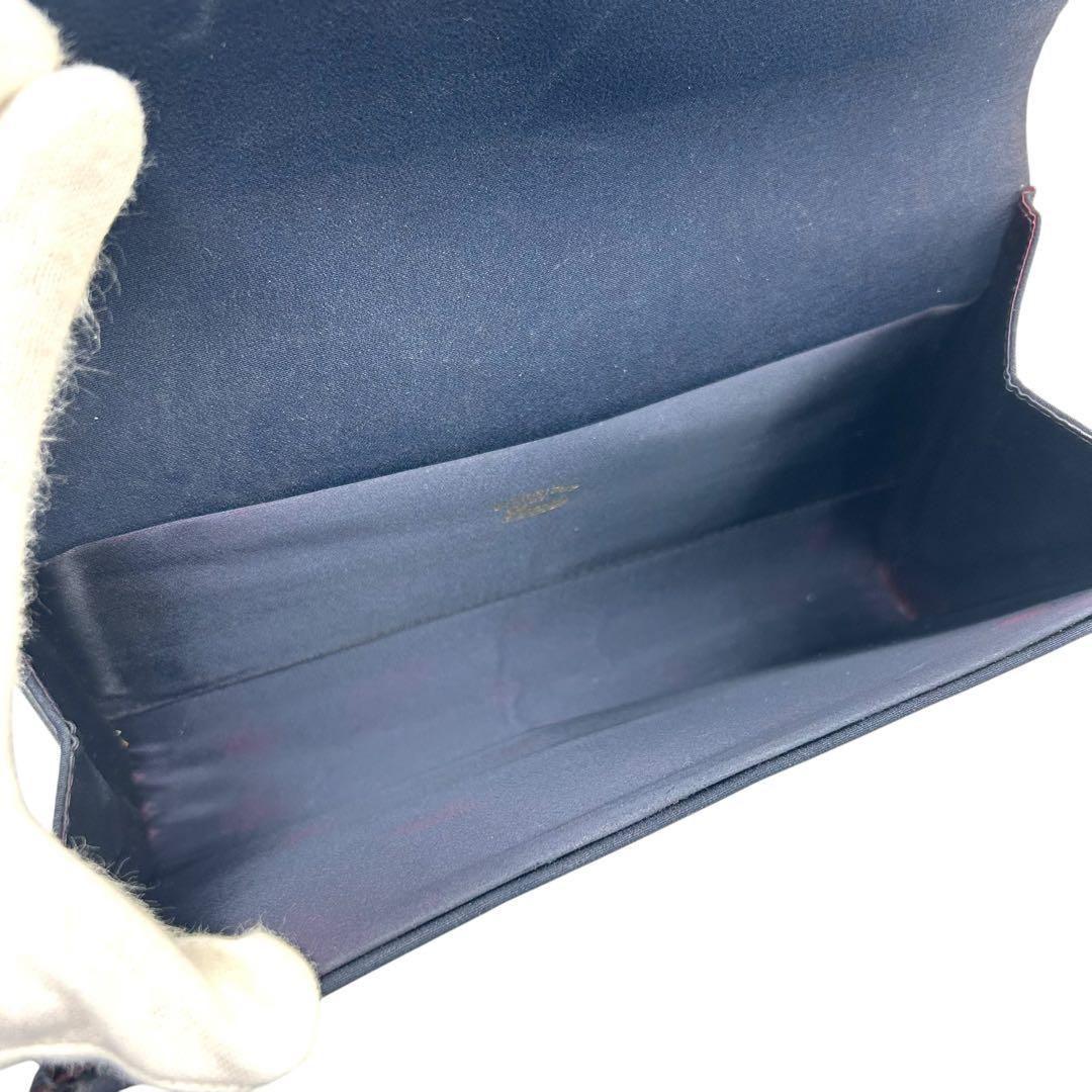 良品 778 グッチ クラッチバッグ インターロック ナイロン ネイビー