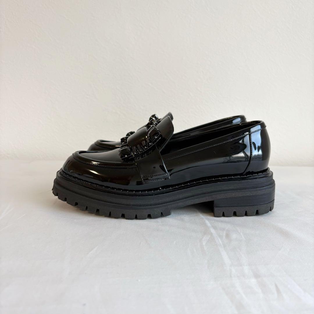 ⑤ 中古美品Sergio Rossi クリスタルバックル ブラック 22.5cm