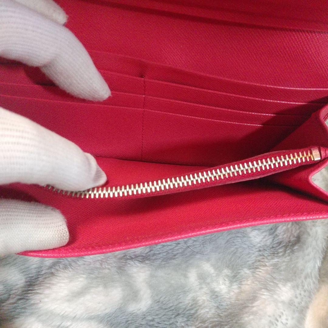 PRADAサフィアーノ リボン付き 長財布オレンジ系