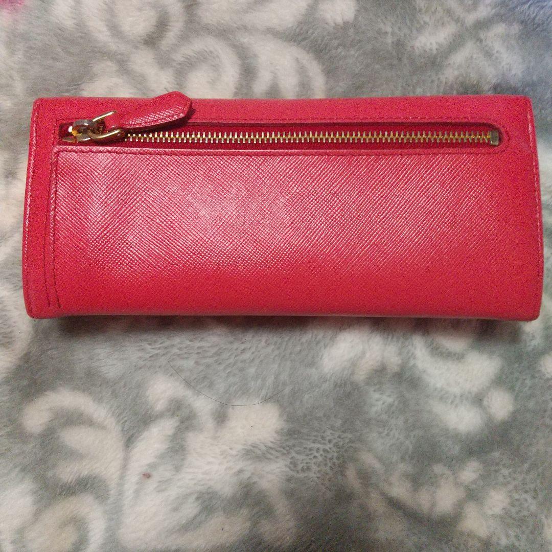 PRADAサフィアーノ リボン付き 長財布オレンジ系