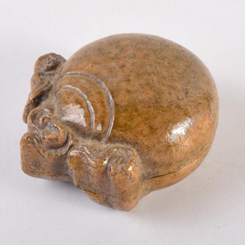 おーたぬフェスタ　茶道具　黄瀬戸　宝珠香合　時代箱　V　7206