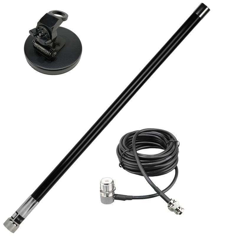 ２set　55㎝アンテナ(黒）+２軸可動マグネット基台+同軸ケーブル5m　BNC