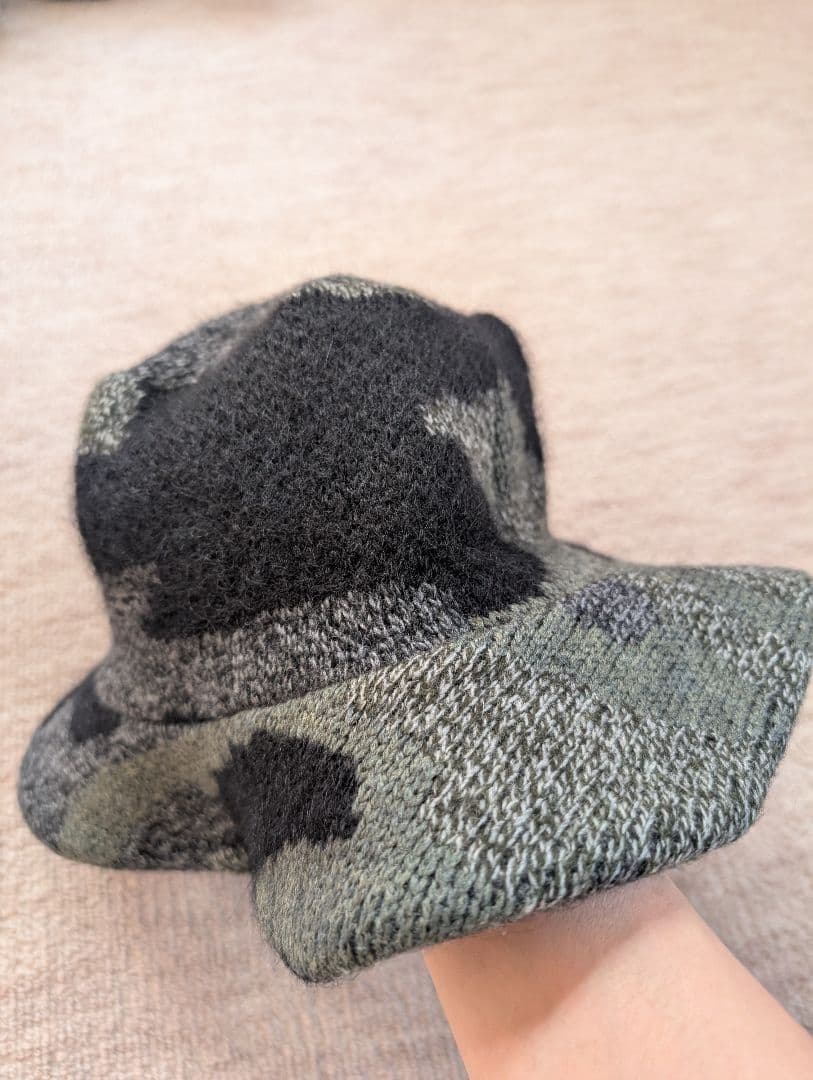 アレキサンダーマックイーン　バケットハット　迷彩　カモフラ　ウール　カシミヤ