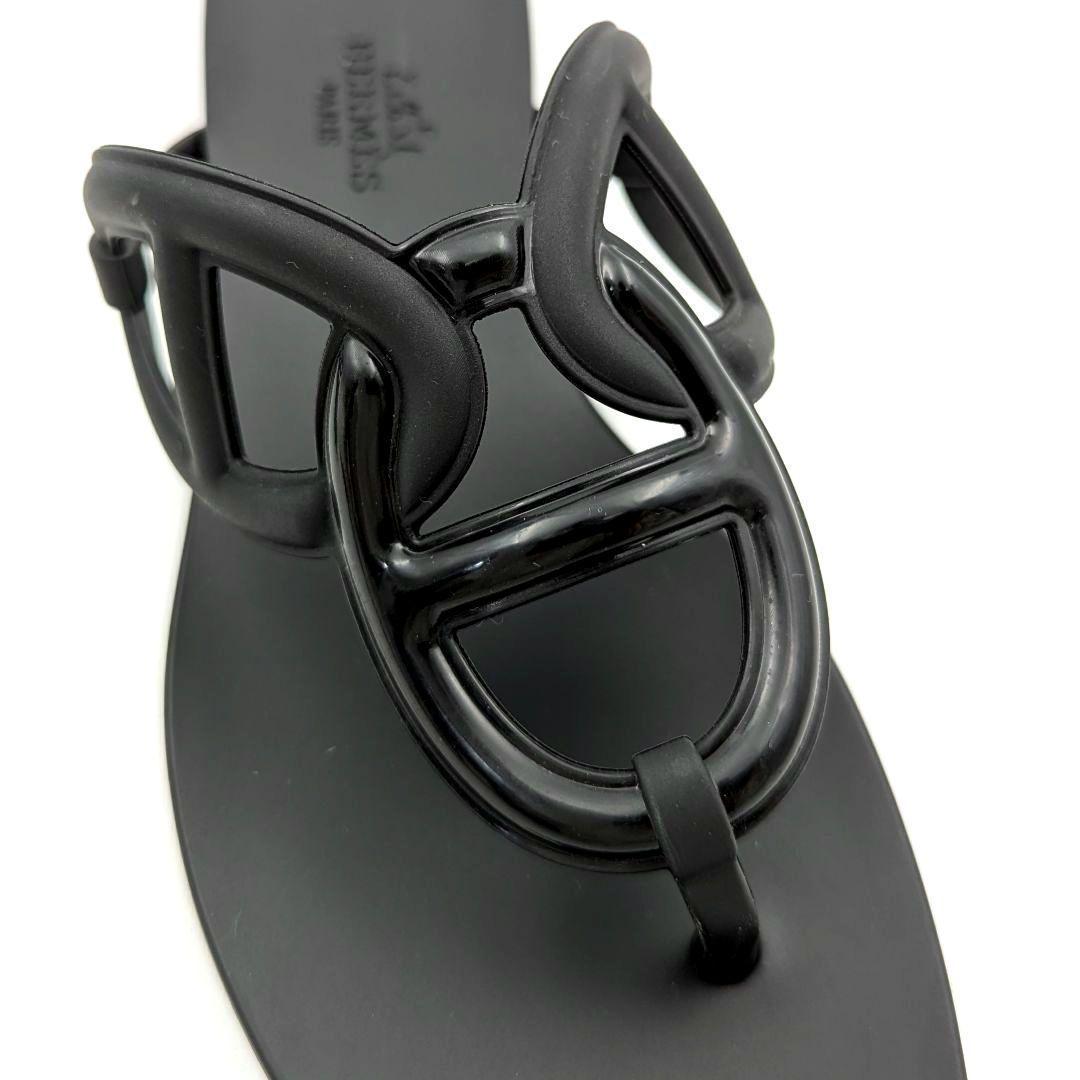 【美品】HERMES エルメス エジェリ ラバーサンダル ブラック 36
