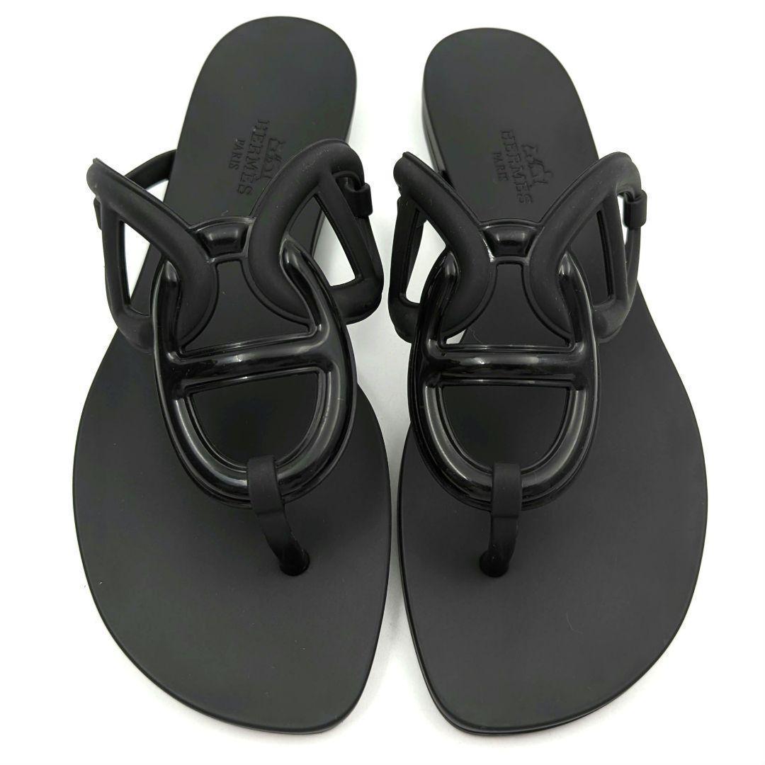【美品】HERMES エルメス エジェリ ラバーサンダル ブラック 36