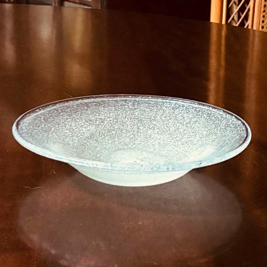 横山秀樹　皿鉢　白泡　吹きガラス