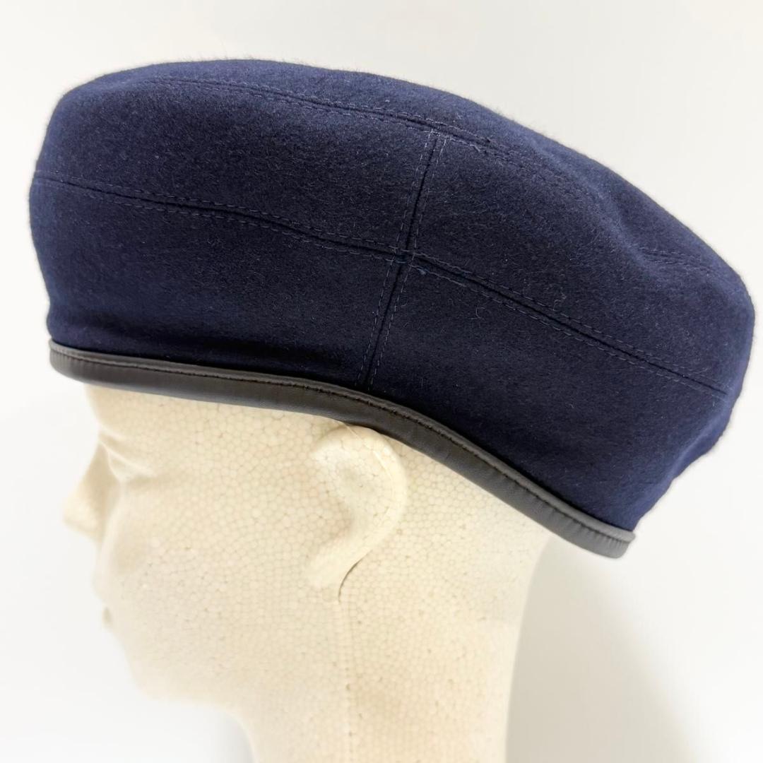 エルメス サントノーレ ベレー帽 57 ネイビー レディース HERMES