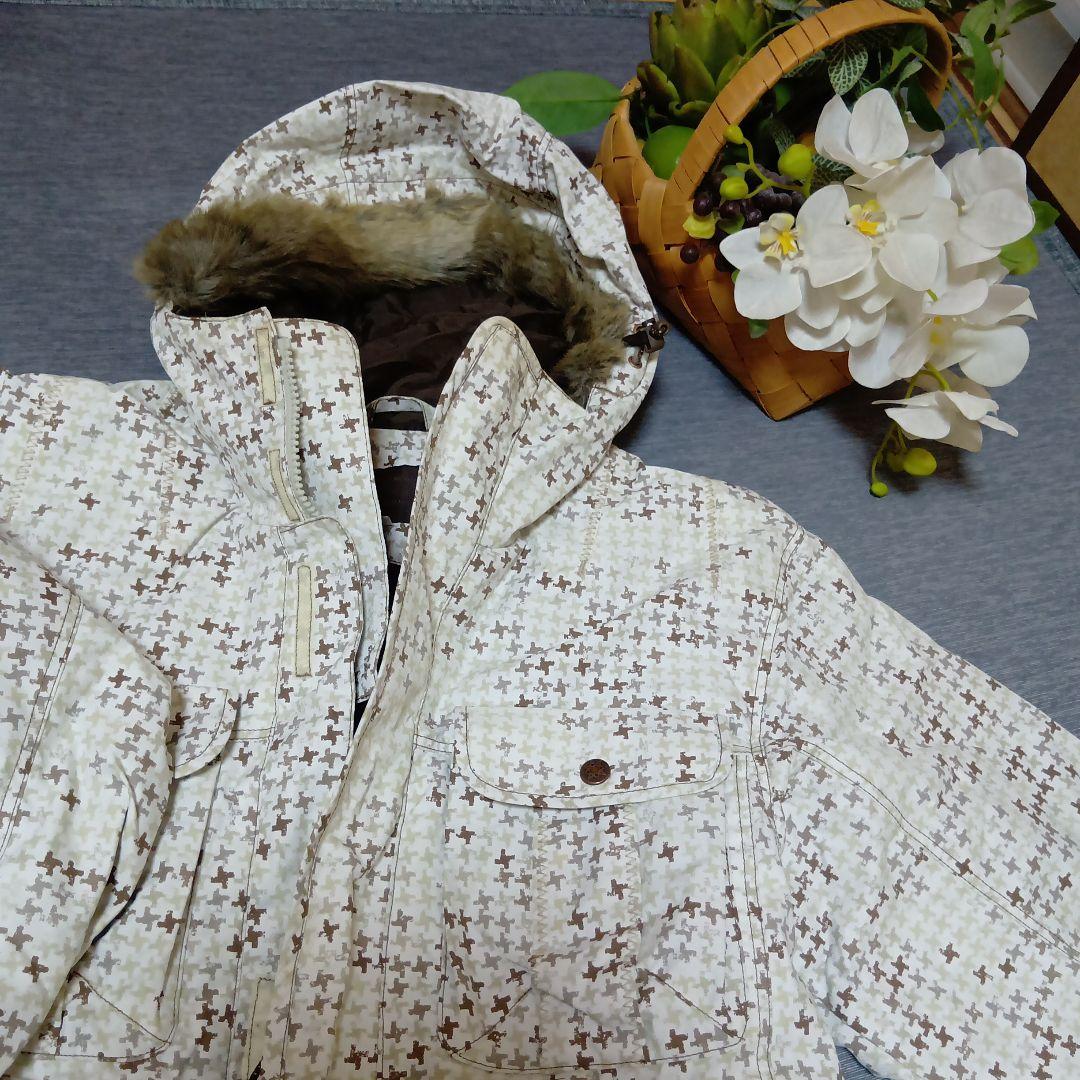 スノーボードウェア 上下セット カーキ ホワイト スキーウェア