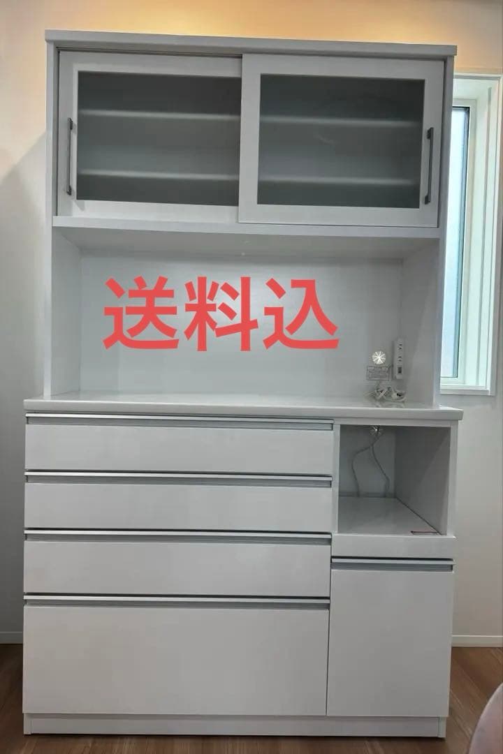 ニトリ　カップボード　レジューム120-2TG-S WH/120-2QH-R