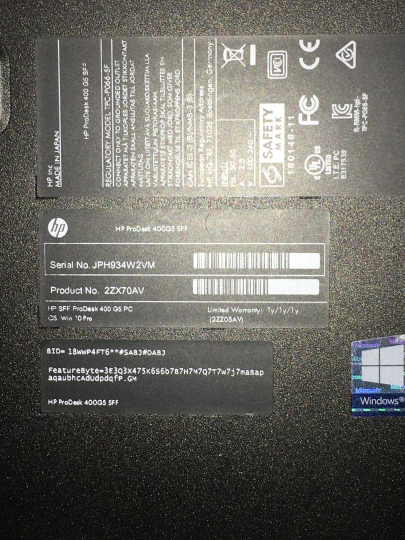 第8世代 HP i5-8500 8GB M.2 256GB+HDD 500GB