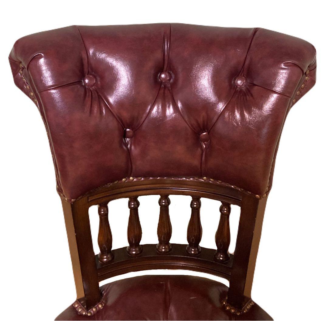 デスクチェア　チョコレートブラウン　レザー　キャスター　アンティークヴィンセント