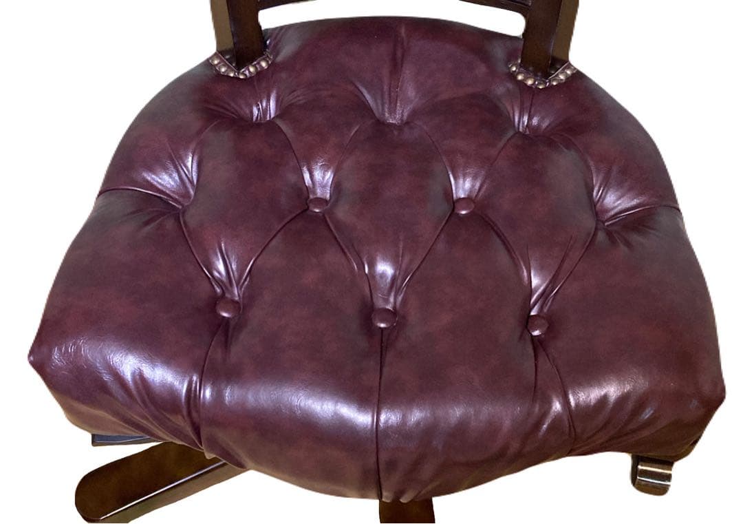 デスクチェア　チョコレートブラウン　レザー　キャスター　アンティークヴィンセント