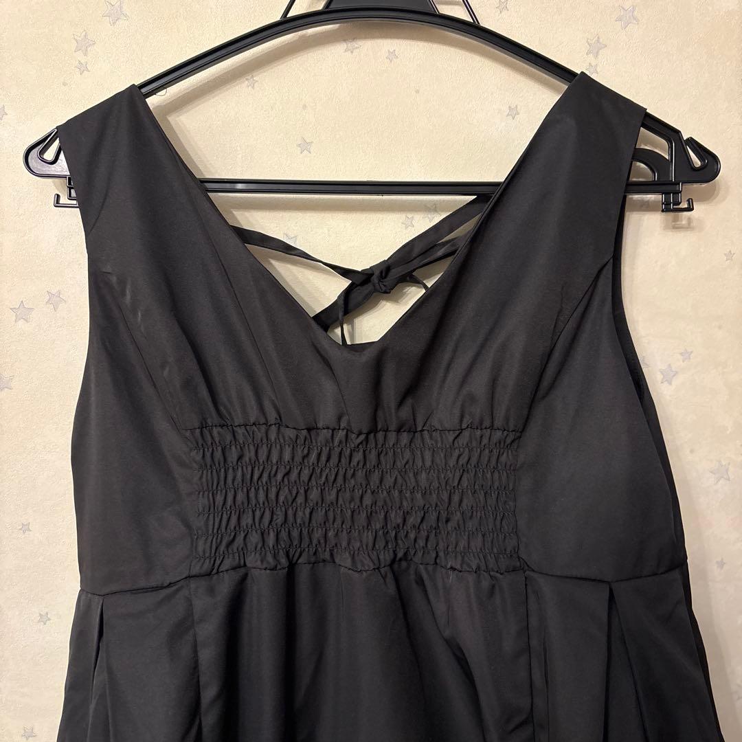 CALNAMUR ミニフリルノースリーブワンピース 黒 藤田ニコル