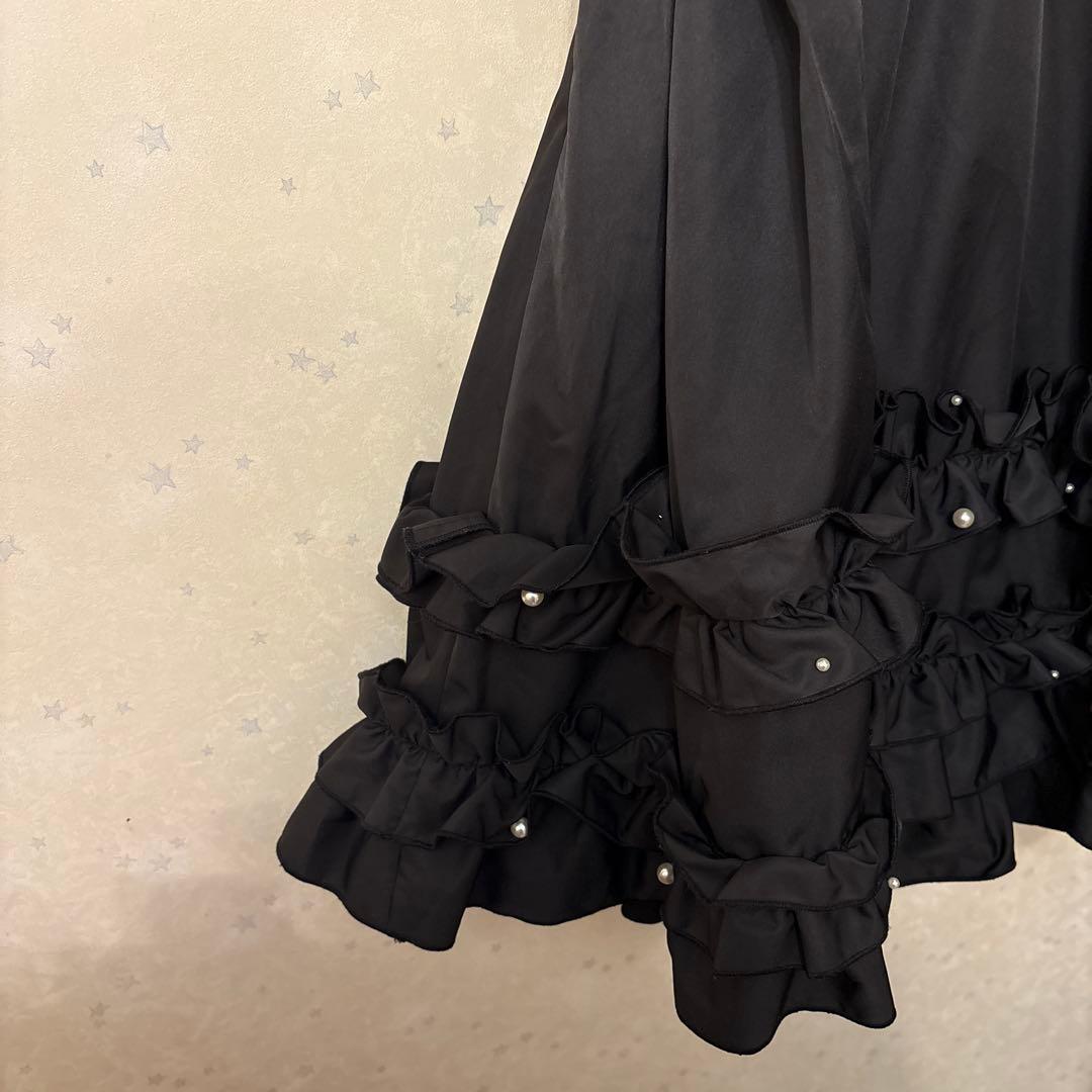 CALNAMUR ミニフリルノースリーブワンピース 黒 藤田ニコル