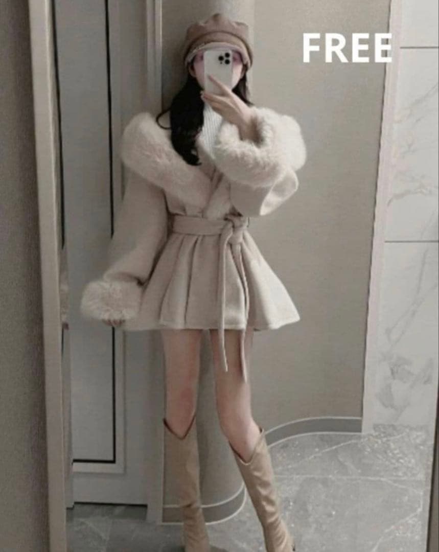 Darich ウエストベルトプリンセスラインコート　ベージュ