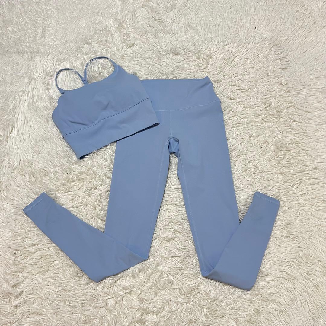 美品 スカーラ sukala ヨガ スパッツ レギンス 青 クール セットアップ