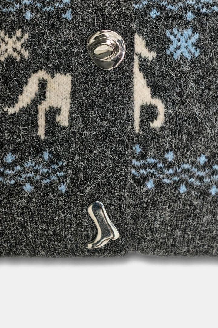 新品 【ZARA 】　ジャカードニットボタンカーディガン M