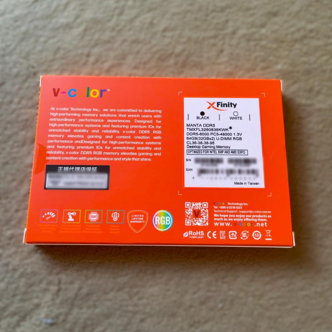 新品未開封 V-Color メモリ DDR5-6000 32GBx2 64GB